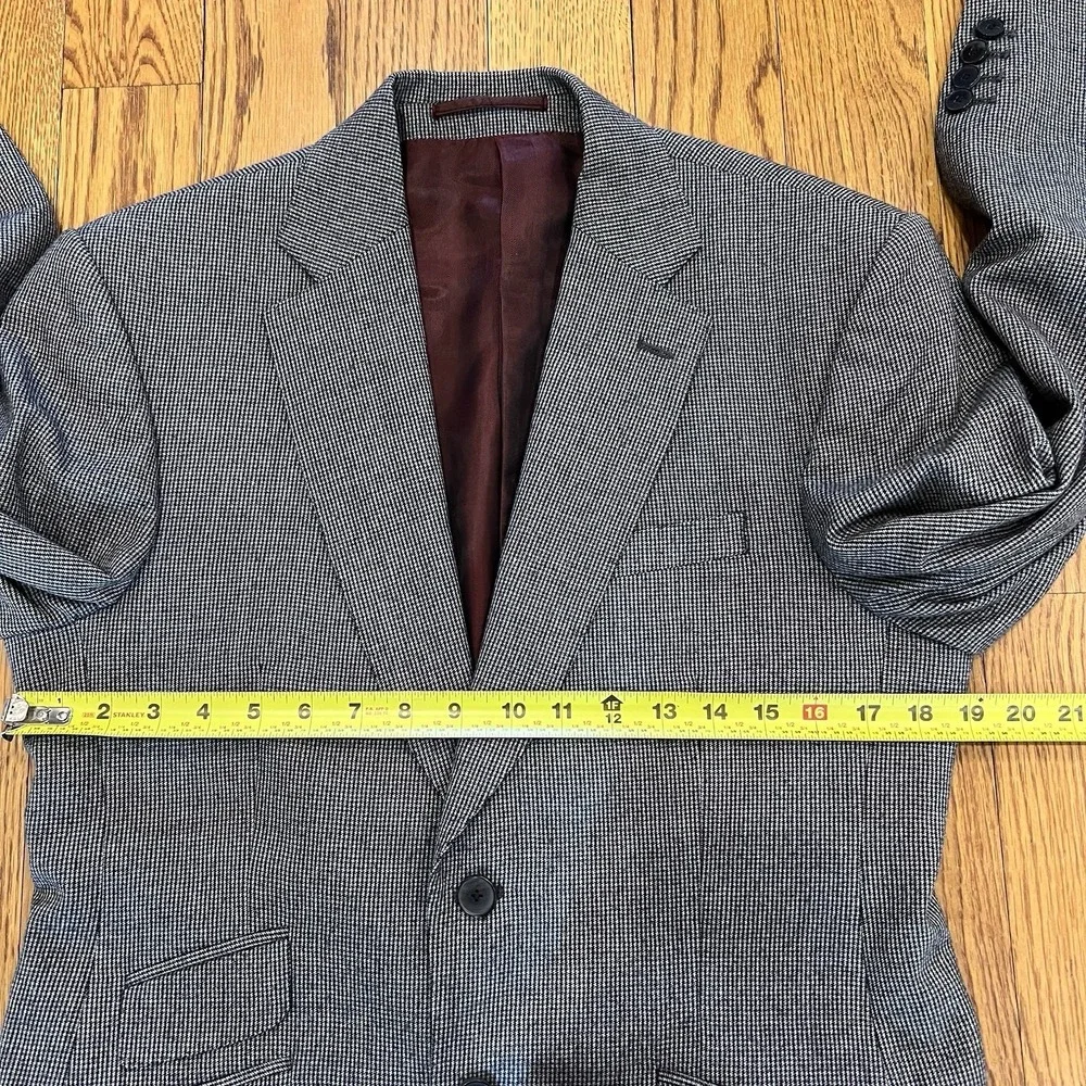 Charles Tyrwhitt Mens‎ Sport Coat Black Check Yorkshire Tweed Wool Slim Fit 38S